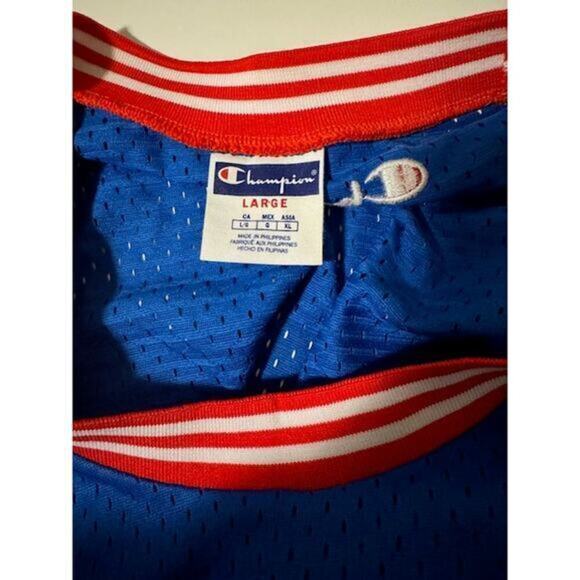 Vintage Early 90s‎ Champion Mesh Basketball Jersey Orange White Blue Mesh Large - Picture 3 of 5